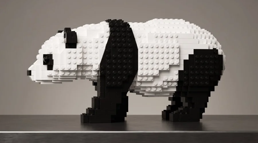 A Brickture brick-built panda